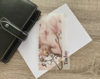 Magnolia - Vellum Custom Text Page Marker - A5, B6, Personal Wide, Personal, A6, Pocket, Mini - Planner Bookmark