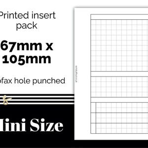 Grid Based 3 Section Daily Planner - Notes, Tasks and Meal Planner - Printed & Punched Inserts - Fits Filofax Mini Ring Planners