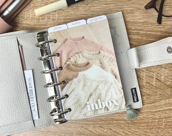 Sweater Weather Inbox Dashboard - Fits A5, B6, Personal Wide, Personal, A6, Pocket, Mini Ring Planners. Protective Cover.