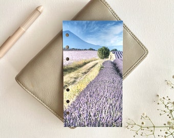 Lavender Field Dashboard - Fits A5, B6, Personal Wide, Personal, A6, Pocket, Mini Ring Planners. Protective Cover.