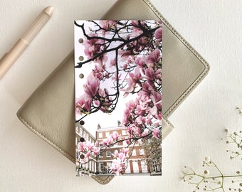 London magnolia - Spring Dashboard - Fits A5, B6, Personal Wide, Personal, A6, Pocket, Mini Ring Planners. Protective Cover.