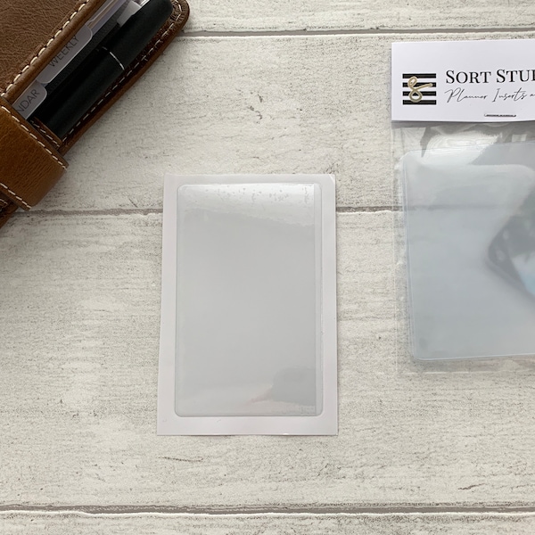 Self-Adhesive Card Holder - Holds Task Cards, Journal Cards, Mini Stickers. Minimal and Functional Planning.