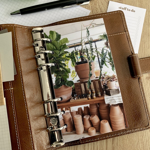 Terracotta Pots Dashboard - Fits A5, B6, Personal Wide, Personal, A6, Pocket, Mini Ring Planners. Protective Cover.