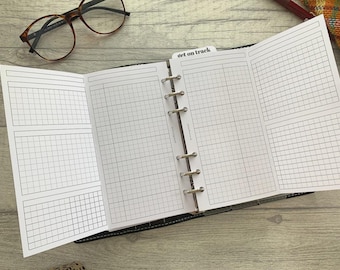 Personal Size Detailed Weekly Grid Foldout - Printed & Punched Inserts - Fits Personal Rings