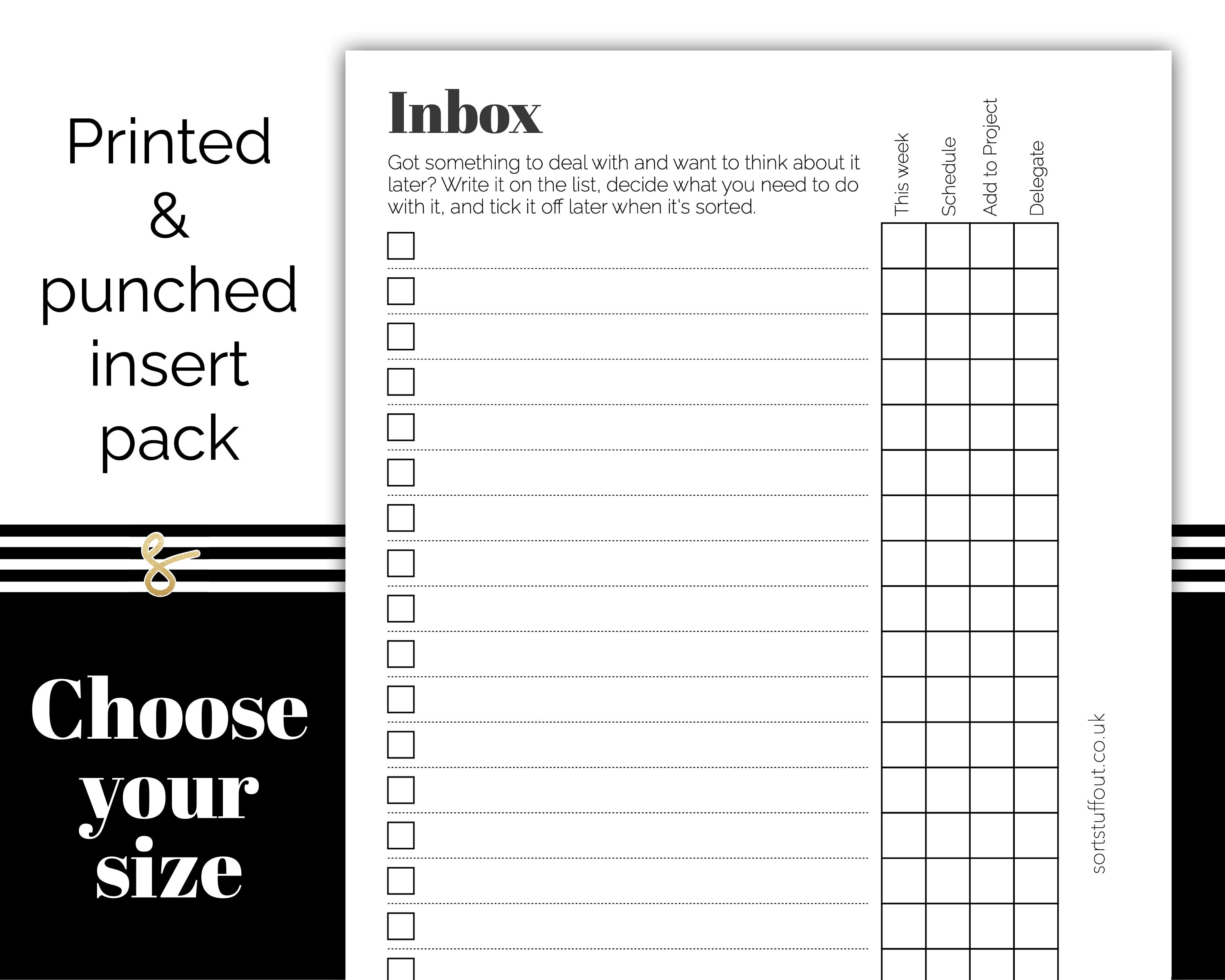 Inbox - Printed & Punched Inserts - Fits A5, B6, Personal Wide, Perso…