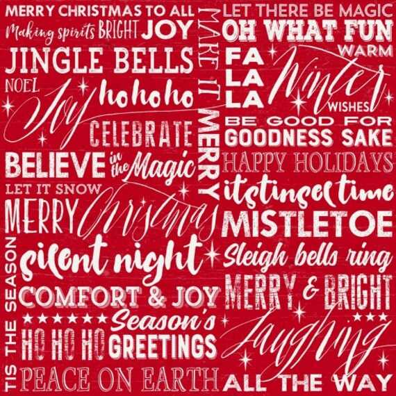 Christmas Words On A Red Wood Finish From Holiday Wishes Etsy