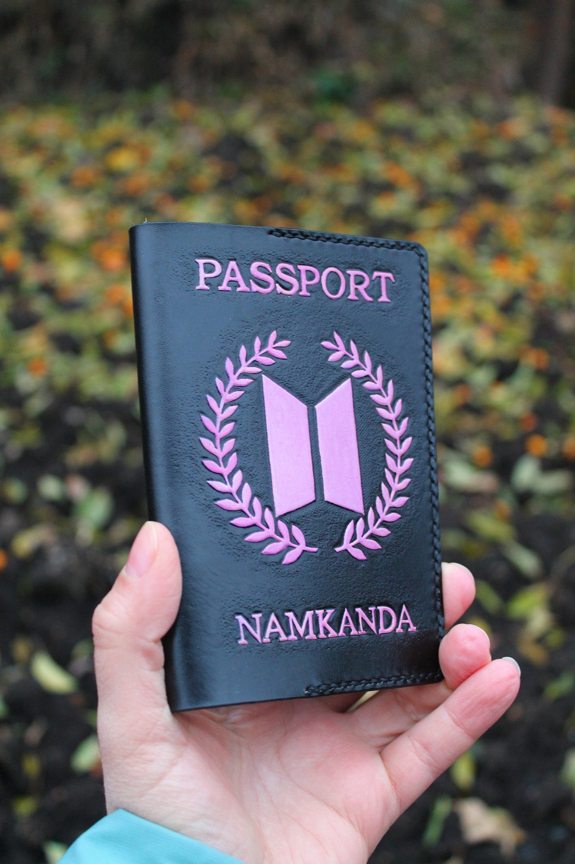 BTS leather passport cover hand tooled passport case gift | Etsy