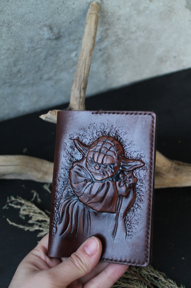 Star Wars Leather Passport Cover Master Yoda Passport Wallet Etsy