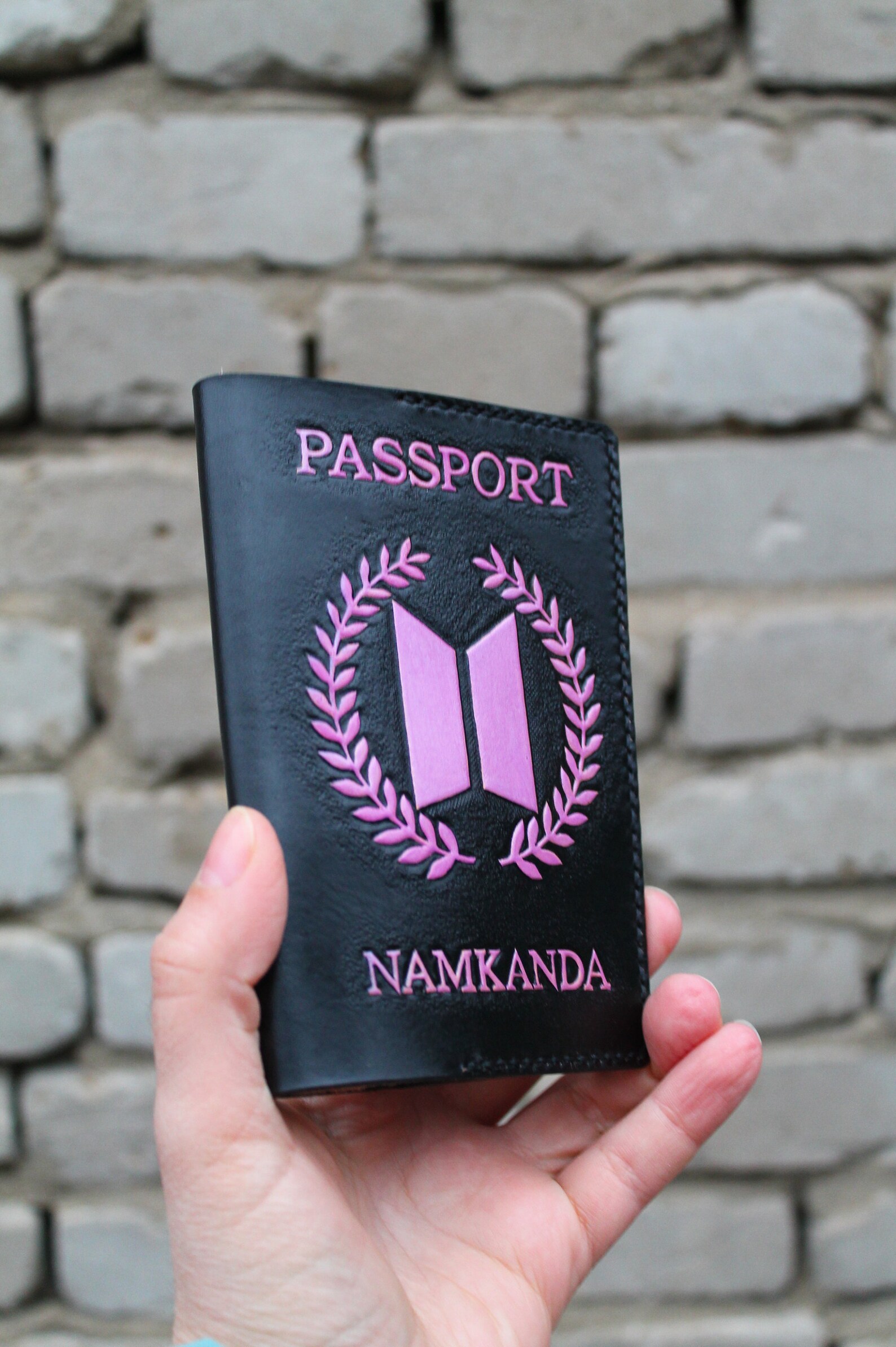 BTS leather passport cover hand tooled passport case gift Etsy
