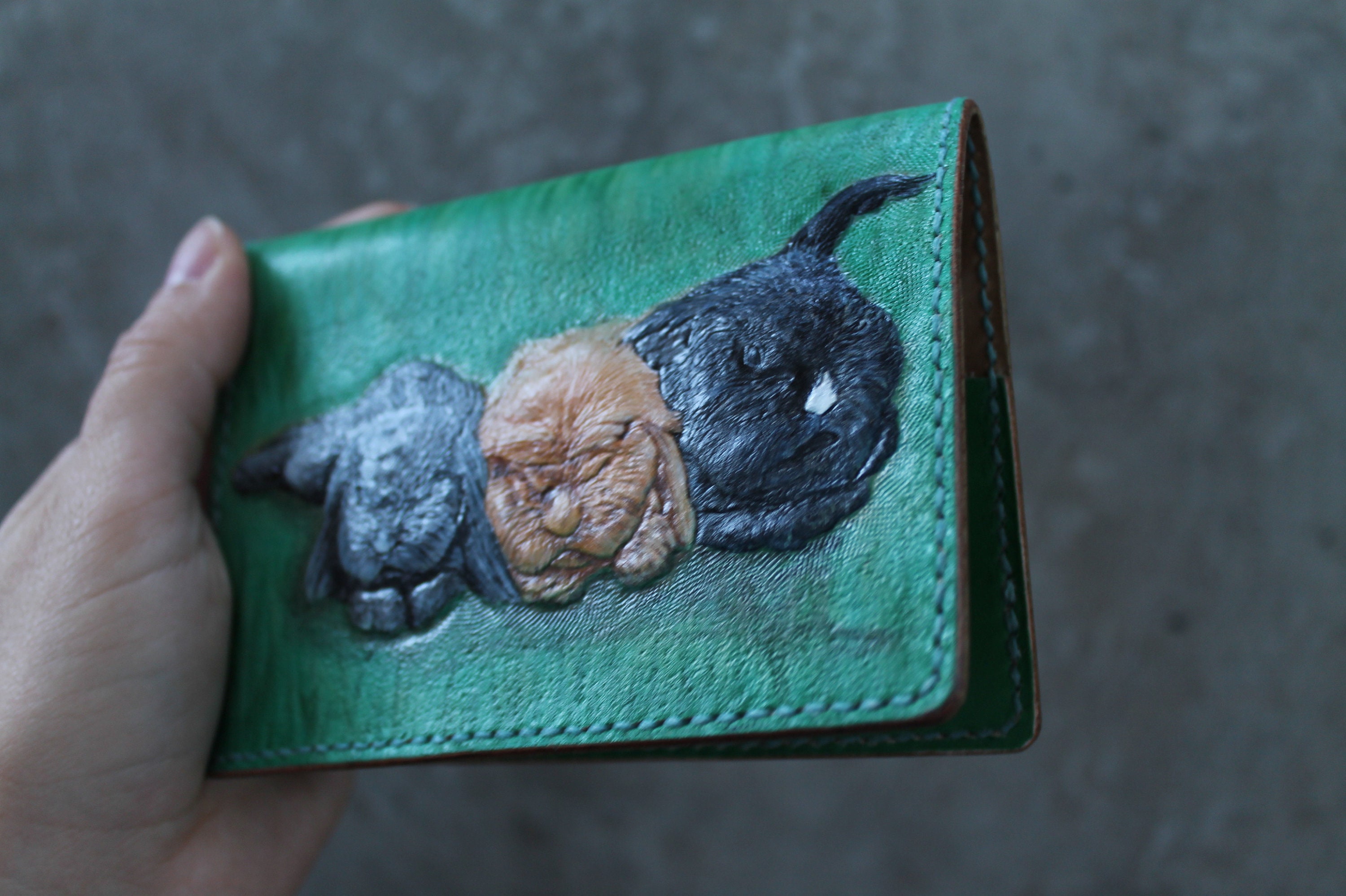 Pet portrait leather passport cover. Custom rabbit portrait Etsy