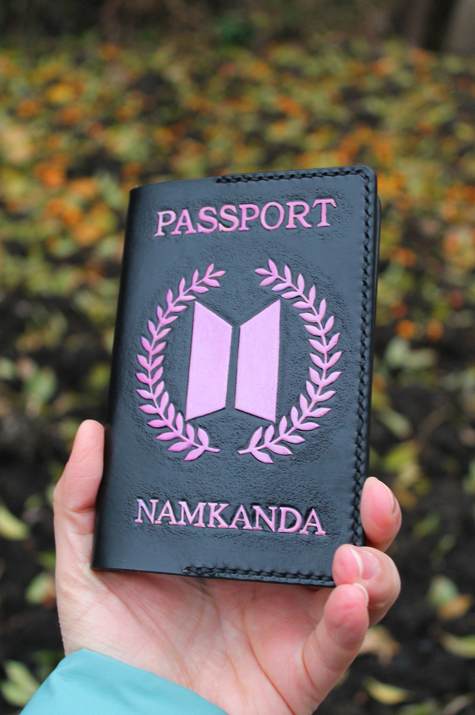 BTS leather passport cover hand tooled passport case gift | Etsy