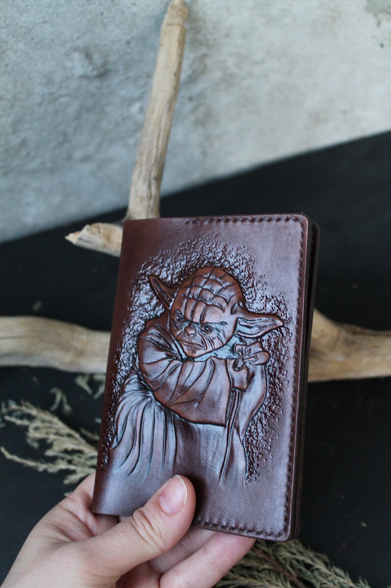 Star Wars Leather Passport Cover Master Yoda Passport Wallet Etsy