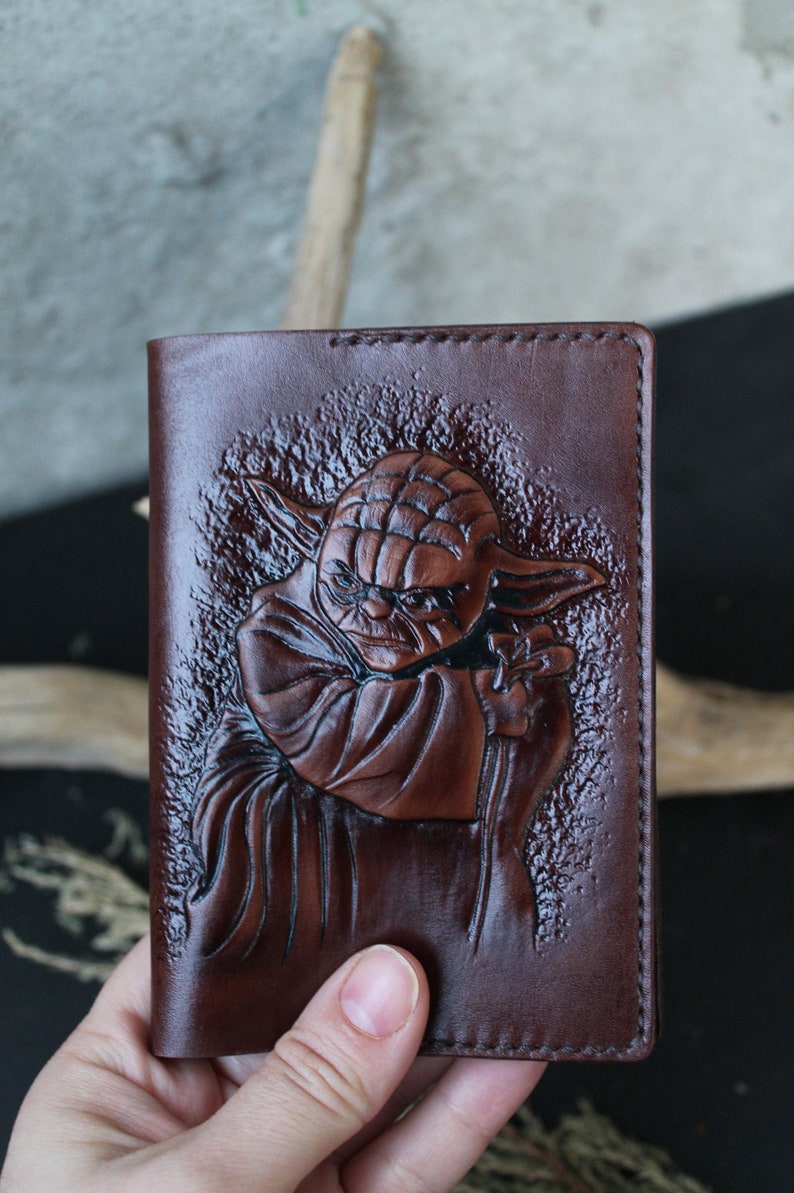 Star Wars Leather Passport Cover Master Yoda Passport Wallet Etsy
