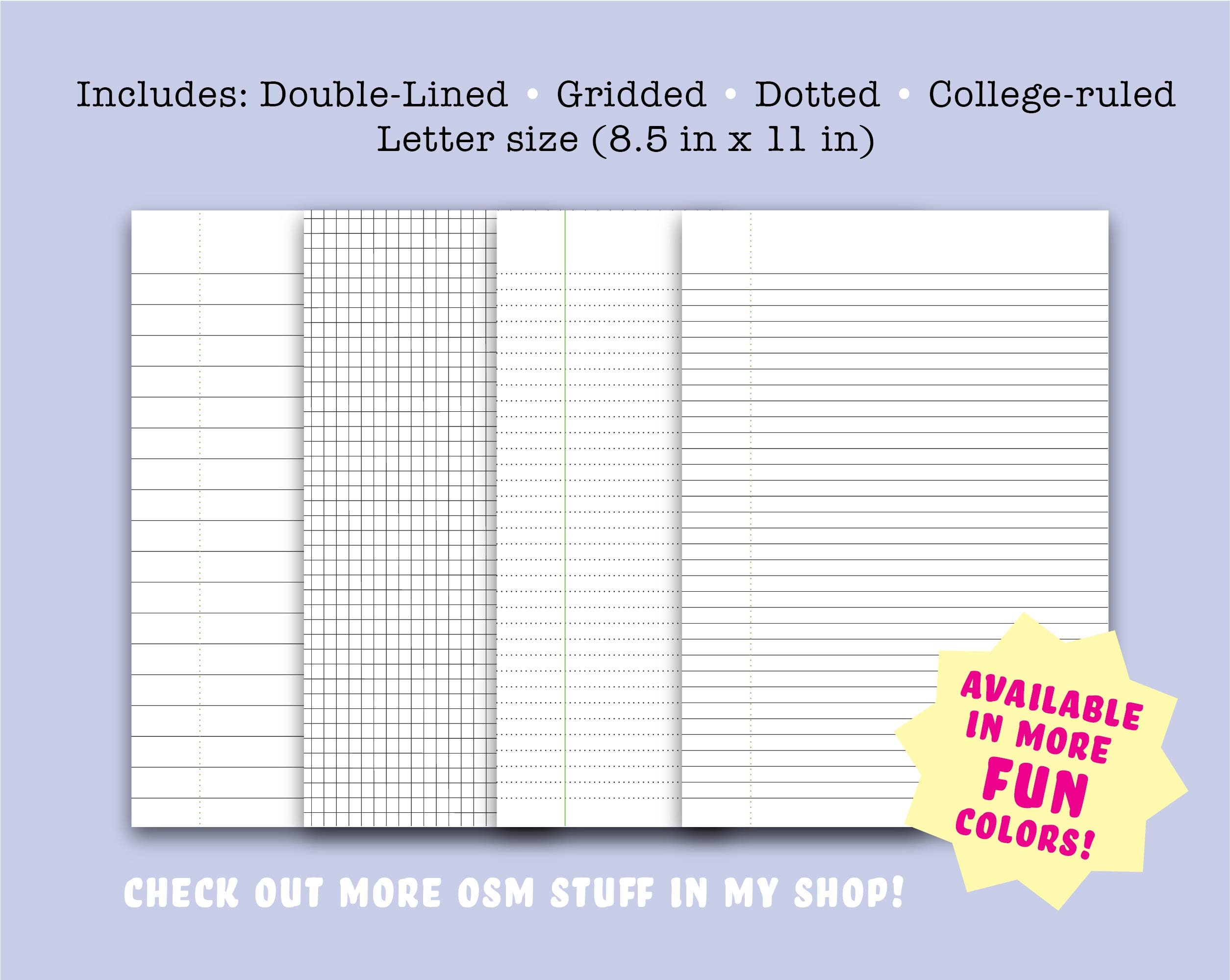 black pre lined paper pdf printable writing paper etsy