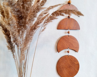 Decoração de parede boho com fases da lua para quarto, arte de parede estética com lua para sala de estar, decoração celestial de parede com fases da lua