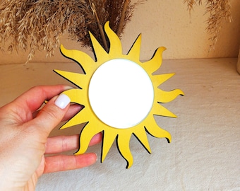 Small Sunburst Mirror, Wooden Celestial Decor, Nursery Wall Hanging