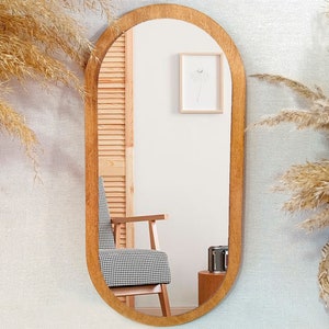13.8 Small oval decorative mirror for wall Brown