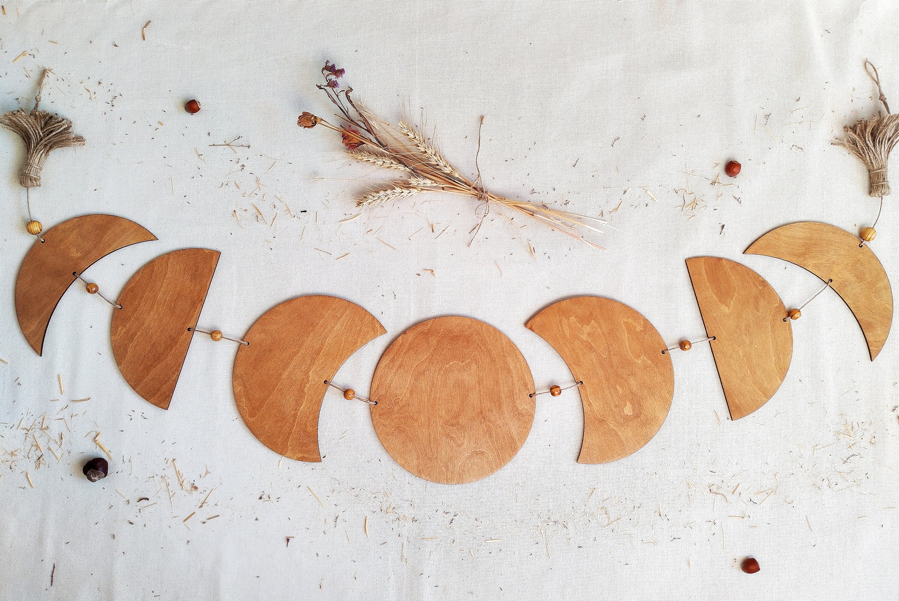 Large Wood Moon Phases Wall Hanging, Boho Bedroom Decor - Etsy