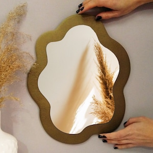 Irregular mirror wall decor for living room roman golden color