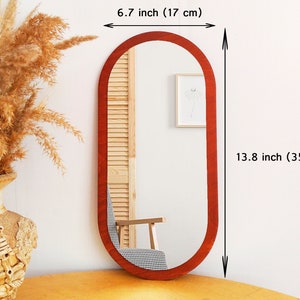 13.8 Small oval decorative mirror for wall Mahogany