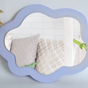 Сloud wavy mirror, Squiggle funky mirror for nursery, Asymmetrical curvy mirror for wall