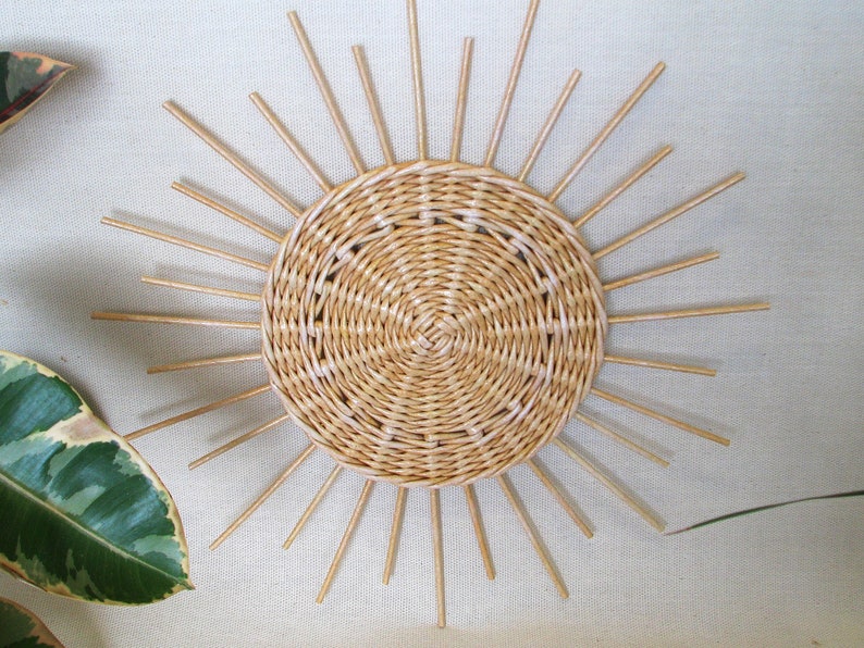Wicker Wall Basket Sun Wall Decor Sun Wall Hanging Boho Etsy