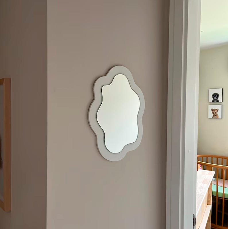 Roman Gold Irregular Mirror – Living Room Wall Decor Accent White
