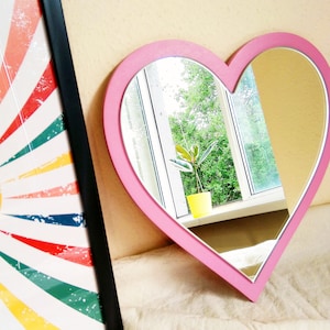 Pink heart shape decorative mirror, Heart mirror wall decor, Small hanging mirror, Teen girl room decor, Preppy room decor, Cute fun mirror