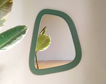 Boho mirror wall decor, Sage green decor, Bohemian mirror, Boho wall hanging mirror, Boho gift idea, Small irregular mirror