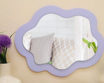 Cloud wavy mirror wall decor, Oval squiggle mirror for nursery, Asymmetrical decorative mirror