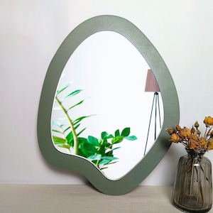 Small wall mirror sage green, Little mirror, Cute mirror, Minimalist mirror, Wooden mirror, Makeup mirror, Vanity mirror, Aesthetic mirror
