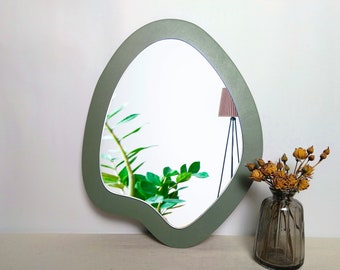 Small wall mirror sage green, Little mirror, Cute mirror, Minimalist mirror, Wooden mirror, Makeup mirror, Vanity mirror, Aesthetic mirror