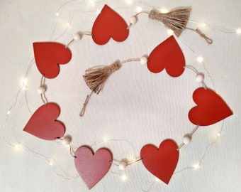 Valentines Day Banner,Red and Pink Heart Shape Hanging,Valentines Heart Garland 