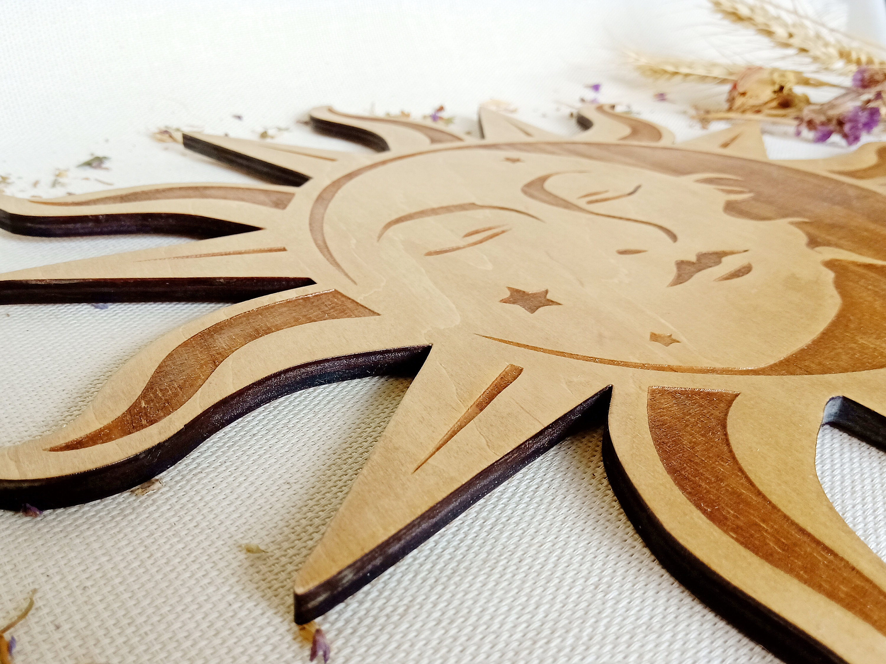Sun and Moon Boho Wall Decor for Nursery, Over Bed Wall Decor Boho ...