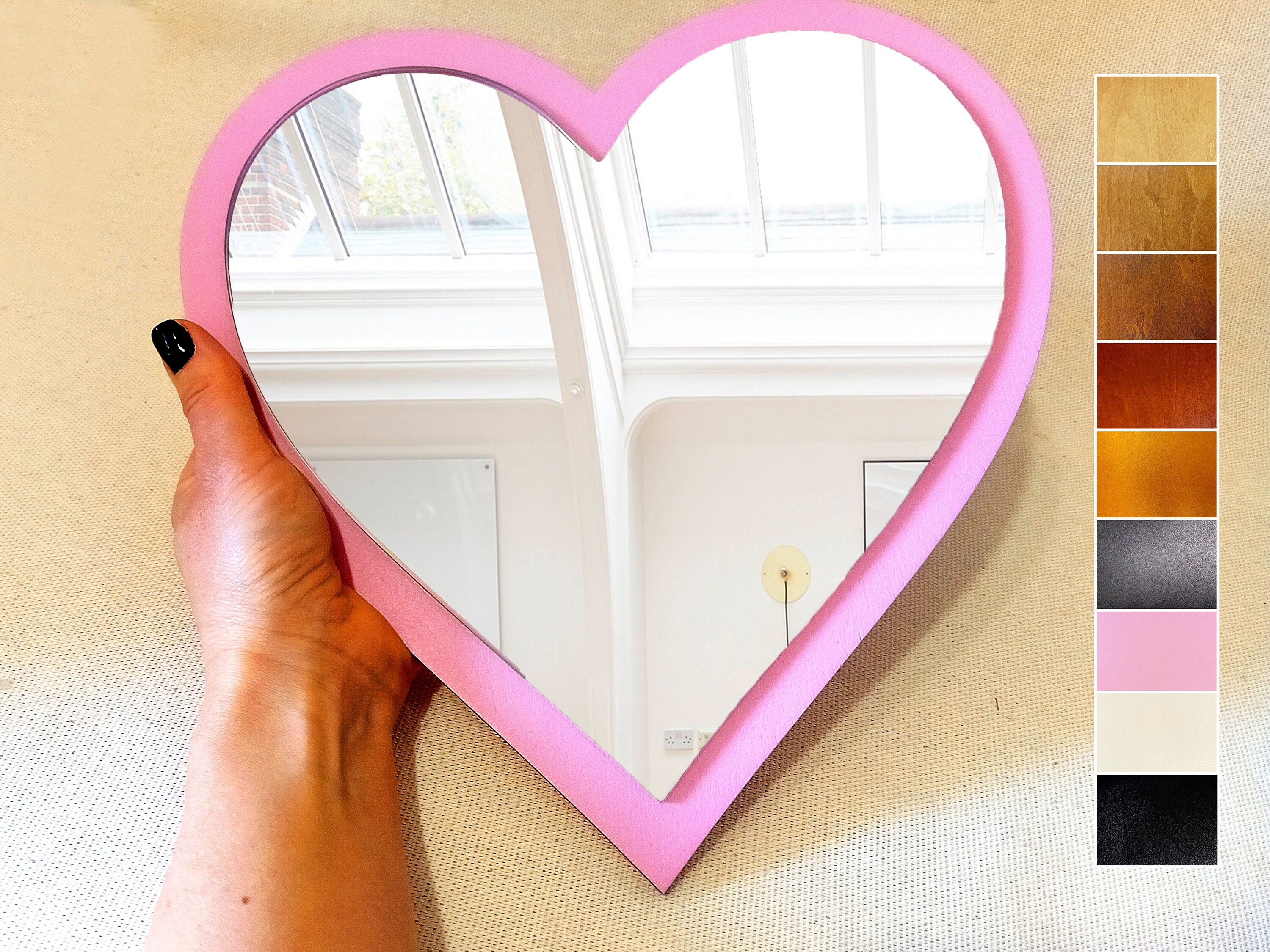Pink heart mirror Heart shaped mirror Small wall mirror Etsy