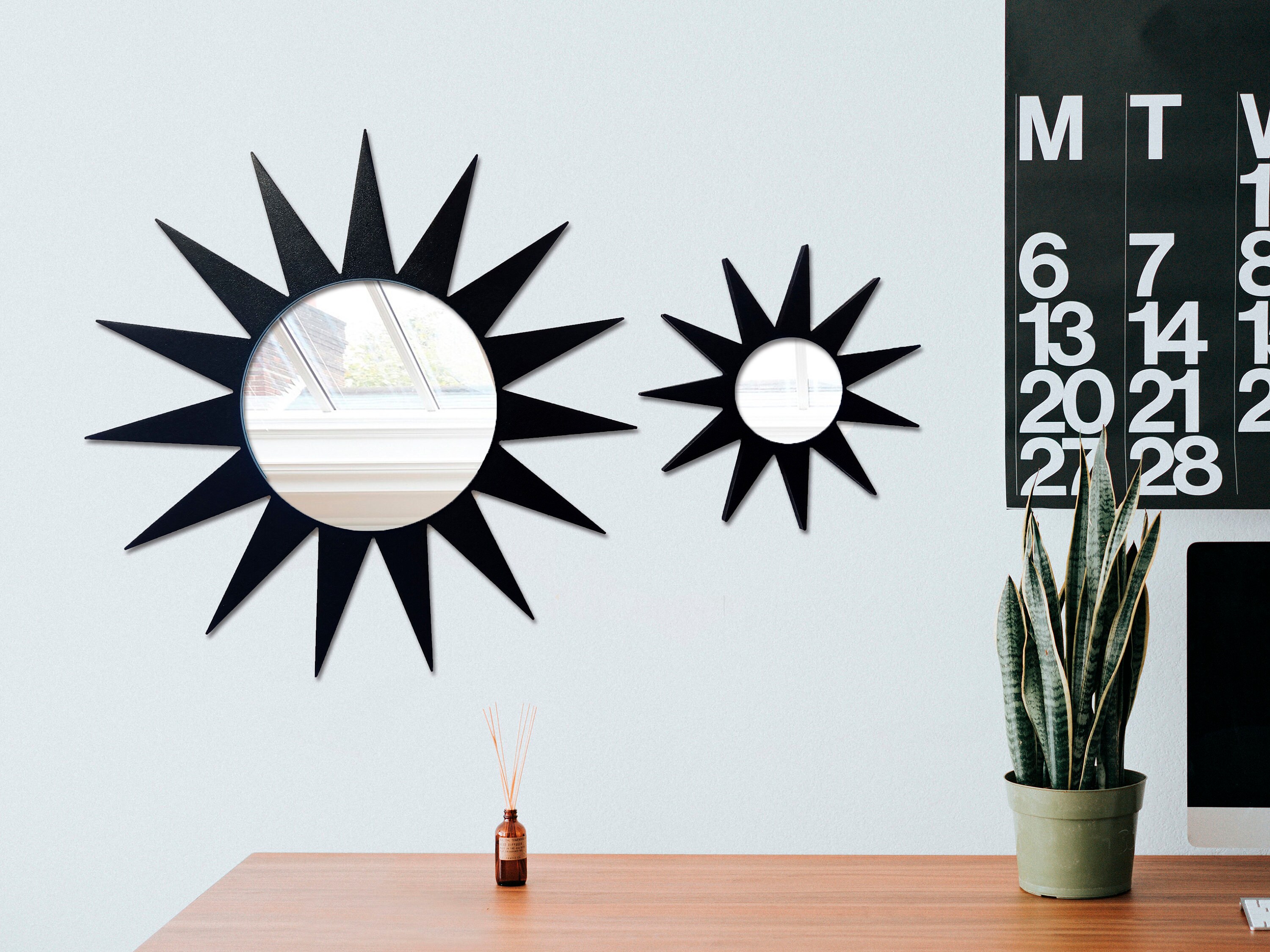 Schwarzer kleiner Dekorativer Spiegel 2er Set Schwarzer | Etsy