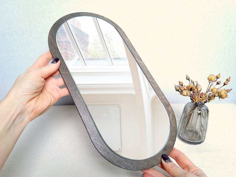 Green Oval Decorative Mirror, Sage Green Oval Mirrors for Wall Decor