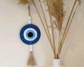 Wooden Evil Eye Wall Hanging, Third Eye Protection, Home Decor