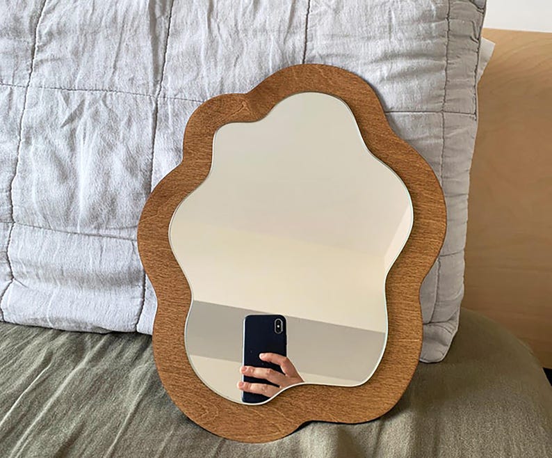 Roman Gold Irregular Mirror – Living Room Wall Decor Accent Brown