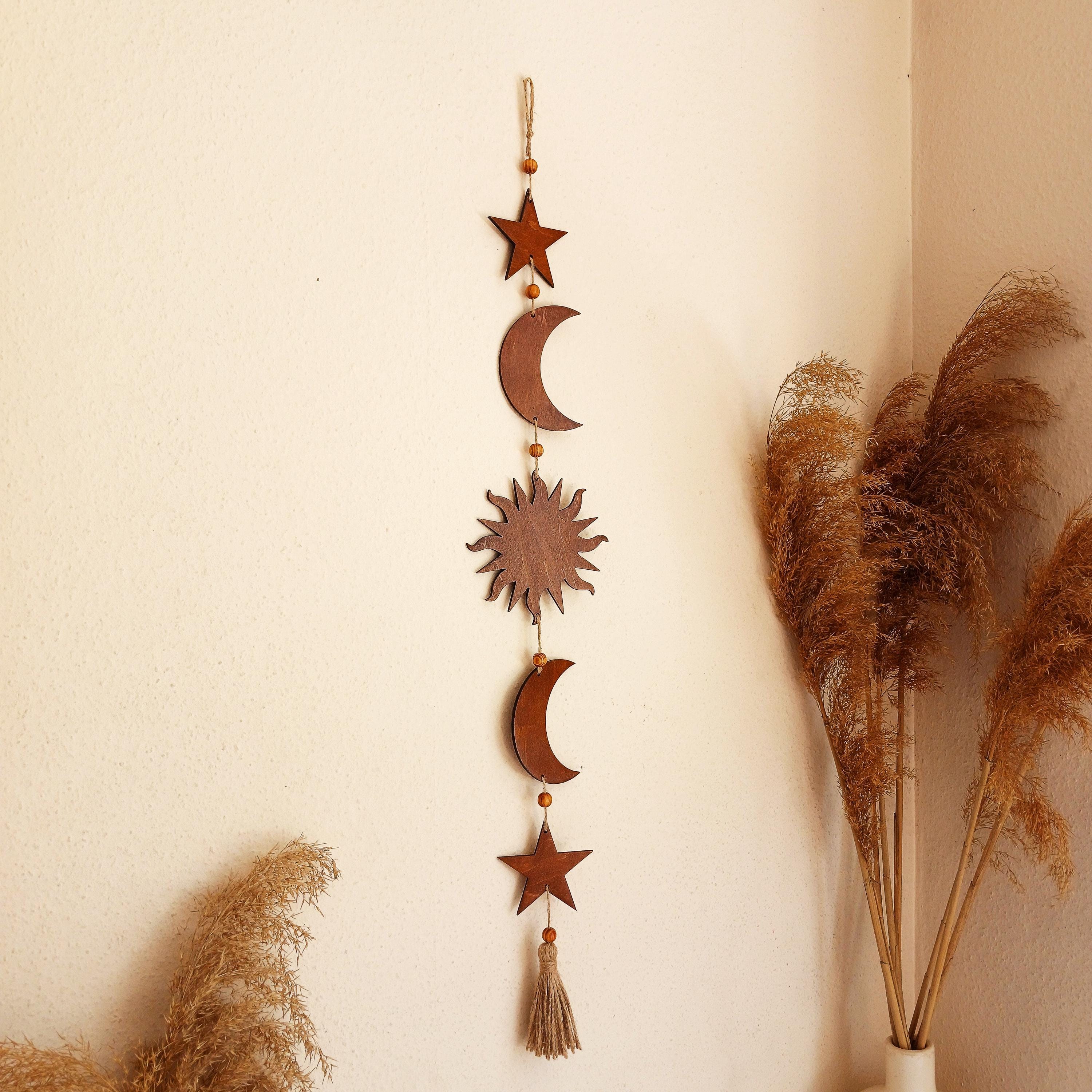 Boho Wall Decor Sun Moon Stars Garland, Baby Room Celestial Decoration ...