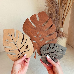 Boho wall decor monstera leaves set of 3, Monstera wall art, Leaves wall decor, Tropical wall art, Bohemian wall art,  Palm leaf wood art