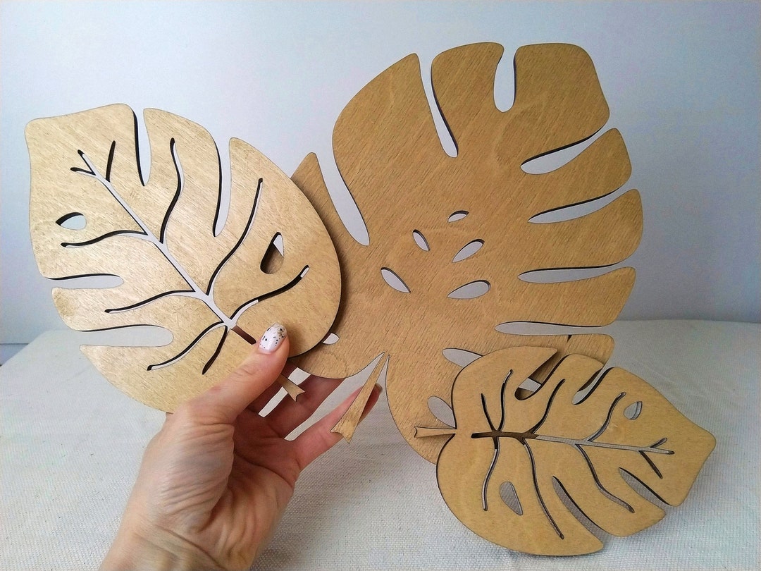 Boho Wall Decor Monstera Leaves Set of 3 Monstera Wall Art Etsy