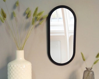Small mirror wall decor black, Oval mirror, Decorative mirror, Vanity mirror, Handmade mirror, Boho mirror, Aesthetic mirror, Modern mirror