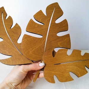 Monstera leaf boho wall decor set of 3, Palm leaf wood wall art, Monstera wall art, Leaves wall decor, Tropical wall art, Bohemian wall art