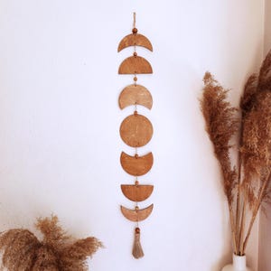 Boho Lunar Phases – Brown Wall Hanging for Mystic Spaces