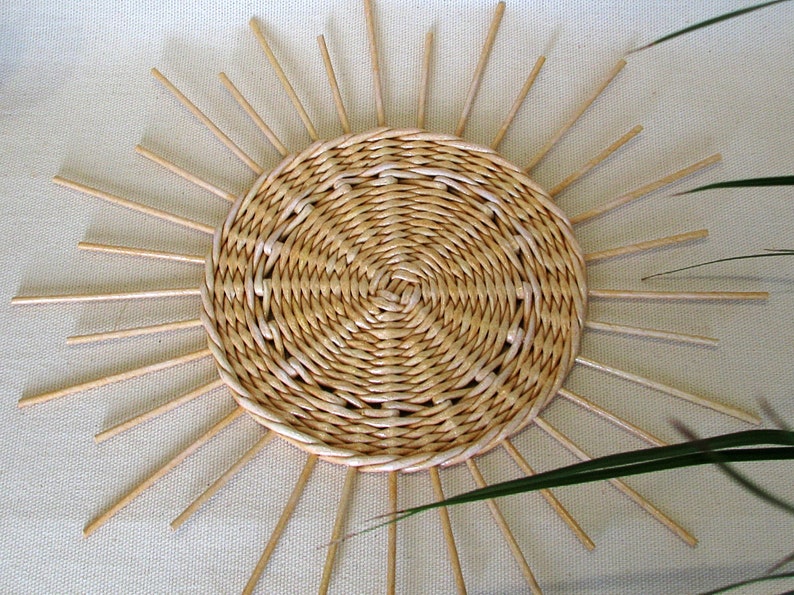 Wicker Wall Basket Sun Wall Decor Sun Wall Hanging Boho Etsy