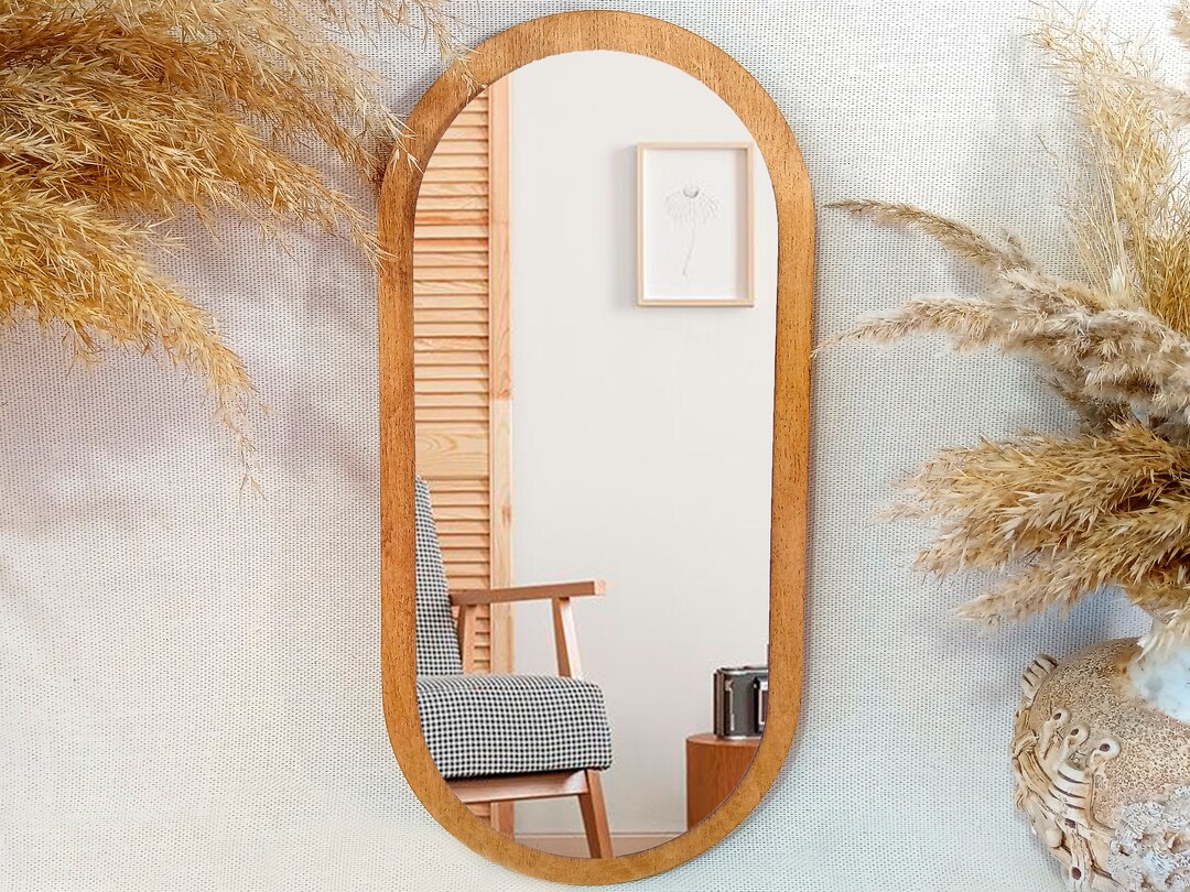 13.8 Small Oval Vanity Mirror Decorative Wood Frame Etsy