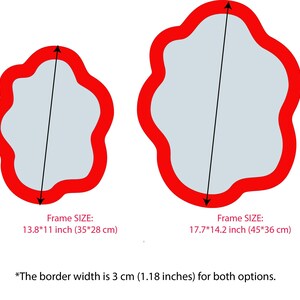 Espejo de pared con diseño de garabatos negros, espejo ovalado irregular con forma de estanque, espejo negro intenso con diseño ondulado, espejo asimétrico y moderno. imagen 17