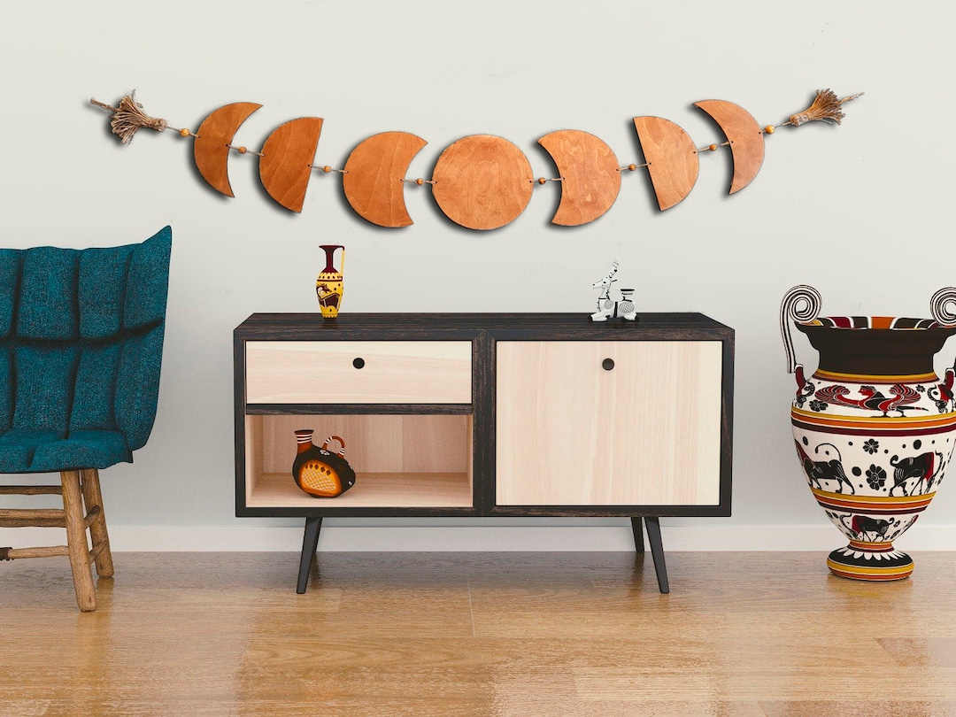 Large Wood Moon Phases Wall Hanging, Boho Bedroom Decor - Etsy