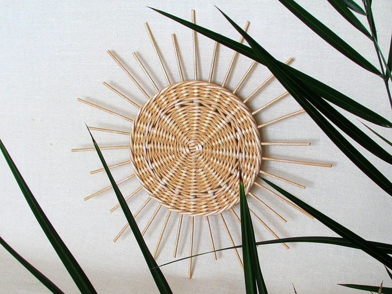 Wicker Wall Basket Sun Wall Decor Sun Wall Hanging Boho Etsy